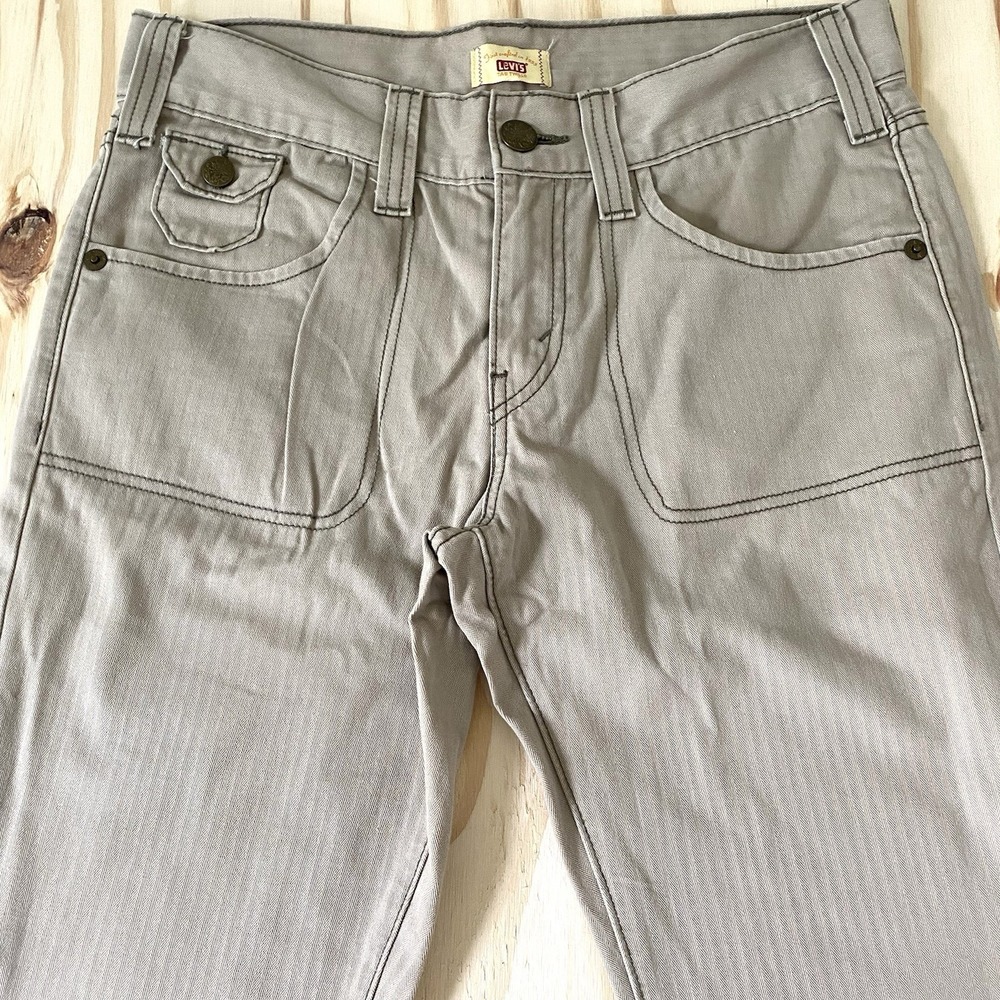 Levis Womens Tan Pants Size 8 M Herringbone Stripe Y2K Flared Slacks - Picture 4 of 8